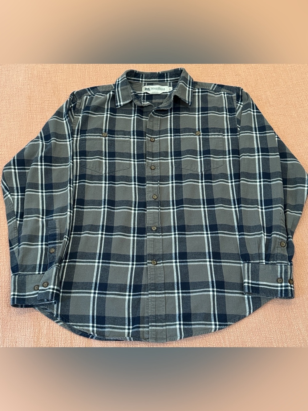 WindRiver Plaid / checkered Cotton Button Down long sleeve shirt Size Large